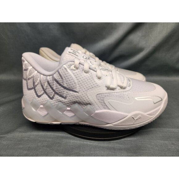 Puma Boys MB1 Lo Jr Sneakers Mesh White Silver Size 4 DISPLAY MODEL! - Picture 15 of 16